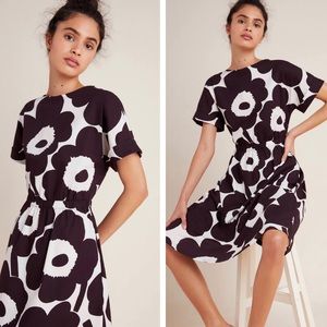 Marimekko Piiri Burgundy Midi Dress NWT Size XS